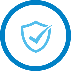 TESTED FOR EFFICIENCY - checkmark inside in a badge with a circle around it
